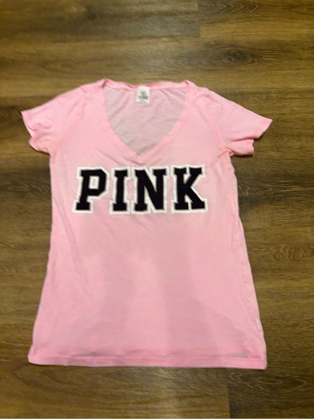 PINK Victoria's Secret Light Pink V-Neck Logo Tee
